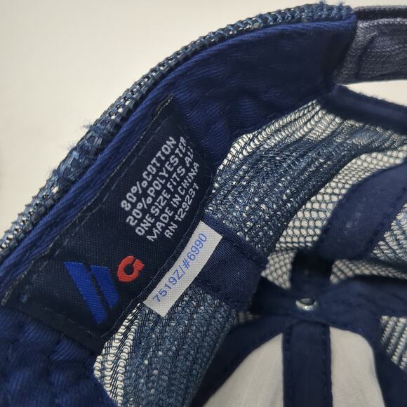 Camp Rainbow Gold Trucker Hat Blue One Size Adjustable Distressed Mesh Back - Picture 9 of 9